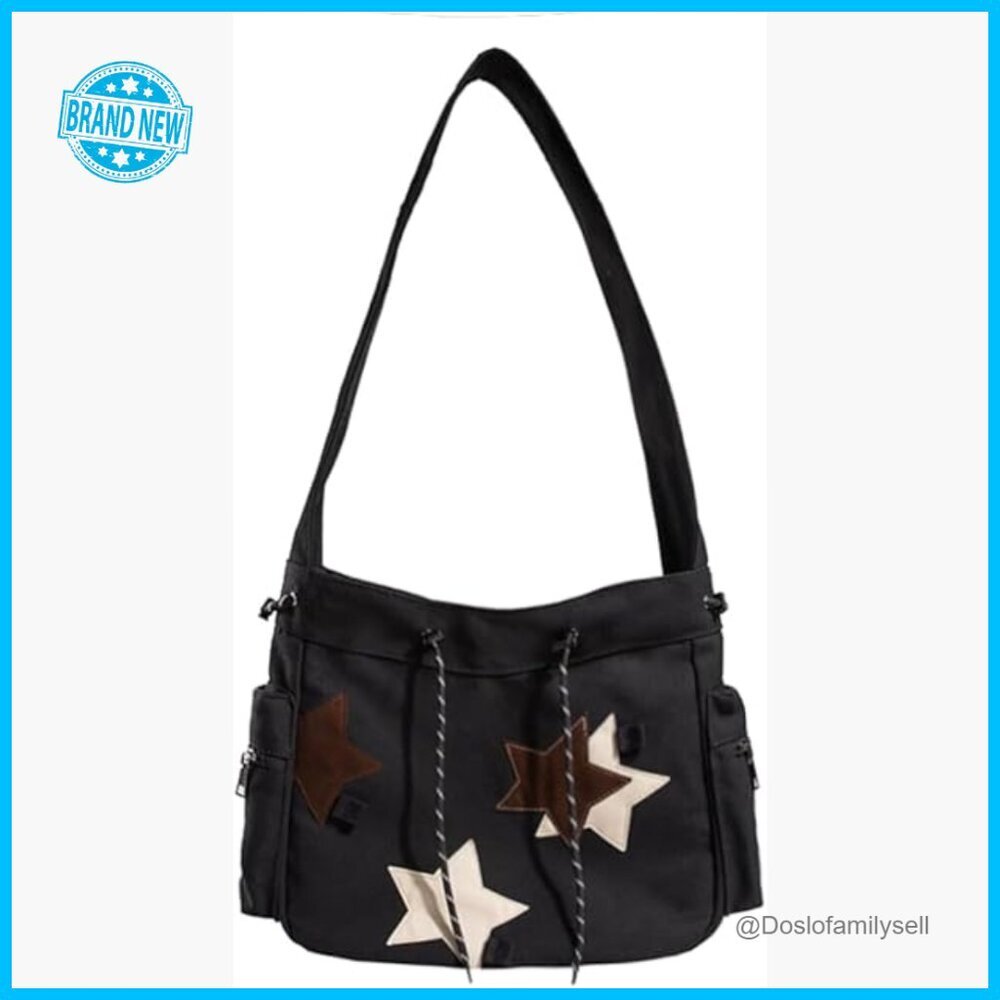 Canvas Messenger Bag Y2K Kawaii Aesthetic Shoulder Purse Hobo Tote